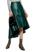 Women's Topshop Leather Midi Skirt Us (fits Like 2-4) - Green