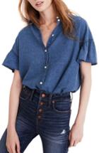 Women's Madewell Central Ruffle Sleeve Shirt - Blue