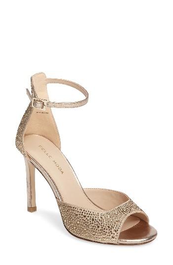 Women's Pelle Moda Crystal Embellished Ankle Strap Sandal M - Metallic