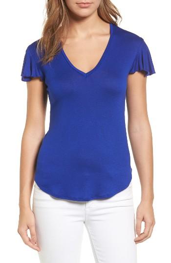 Women's Halogen Flutter Sleeve V-neck Tee - Blue