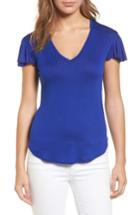 Women's Halogen Flutter Sleeve V-neck Tee - Blue