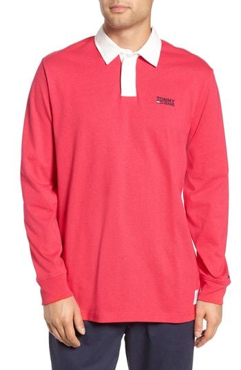 Men's Tommy Jeans Tjm Essential Rugby Shirt - Pink