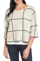 Women's Eileen Fisher Windowpane Check Boxy Sweater - Beige