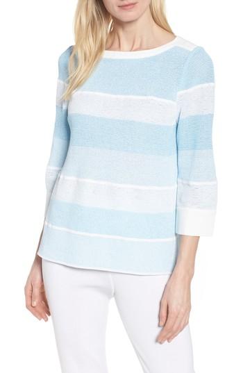 Women's Ming Wang Bow Back Stripe Sweater - Blue