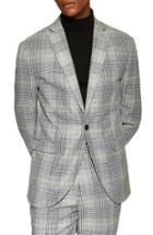 Men's Topman Single Breasted Check Slim Blazer 32 - Grey