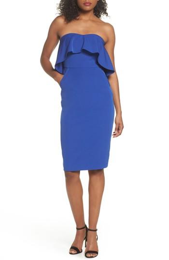 Women's Chelsea28 Ruffle Stretch Crepe Sheath Dress - Blue