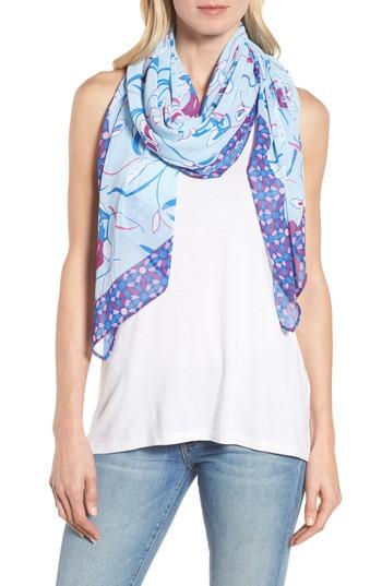 Women's Halogen Geo Garden Print Scarf, Size - Blue