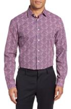 Men's Calibrate Trim Fit Floral Dress Shirt 32/33 - Red