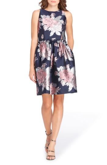 Women's Tahari Jacquard Fit & Flare Dress - Blue