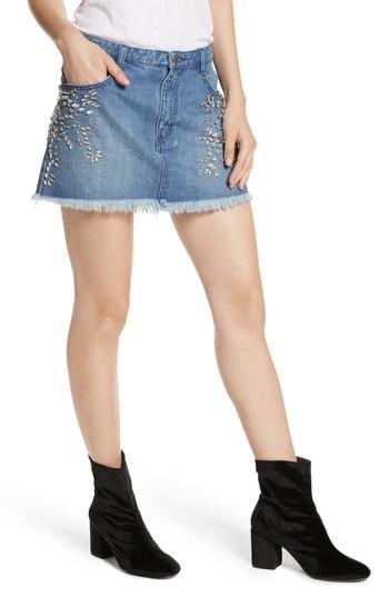 Women's Free People Shine Bright Shine Far Cutoff Denim Miniskirt
