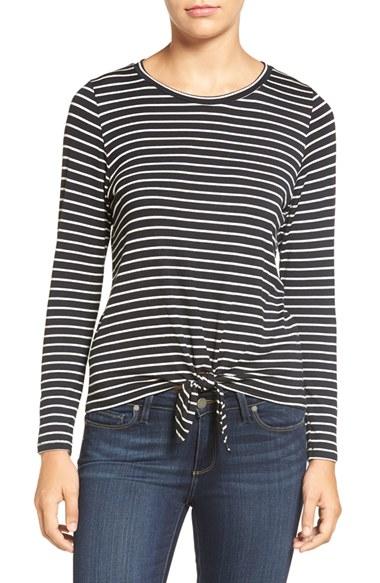 Women's Amour Vert 'melinda' Stripe Tie Hem Top