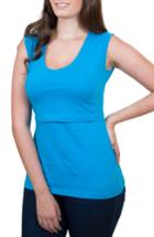 Women's Nurture-elle Mamawear Scoop Neck Nursing Tank - Blue/green