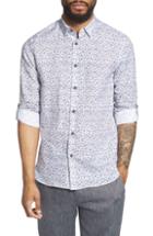 Men's Ted Baker London Nazta Trim Fit Tropical Print Sport Shirt (3xl) - White