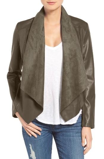 Women's Kut From The Kloth 'ana' Faux Leather Drape Front Jacket - Grey