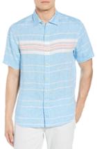 Men's Tommy Bahama Serape Stripe Linen Sport Shirt, Size - Blue