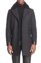 Men's Belstaff 'grovewood' Wool Blend Coat With Genuine Shearling Collar