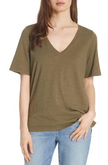 Women's Eileen Fisher V-neck Organic Cotton Tee - Green