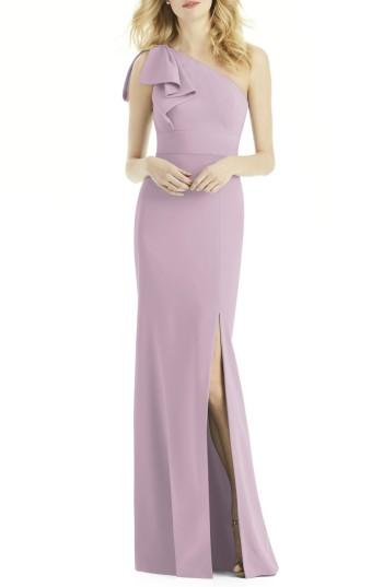 Women's After Six Bow One-shoulder Gown - Purple