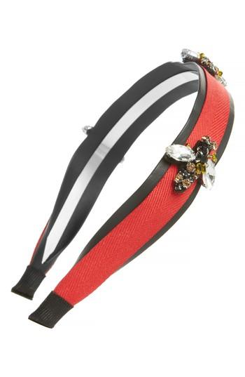 Cara Crystal Bee Headband, Size - Red