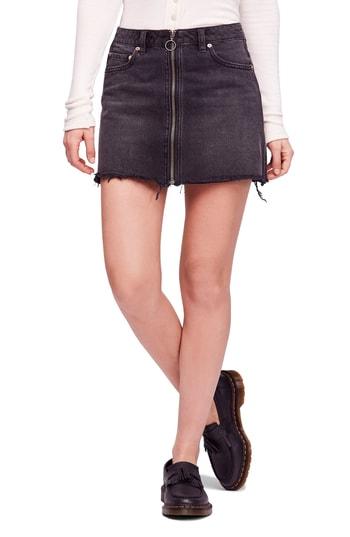 Women's We The Free By Free People Zip It Up Denim Miniskirt - Black