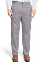 Men's Nordstrom Men's Shop 'classic' Smartcare(tm) Relaxed Fit Flat Front Cotton Pants X 34 - Grey (online Only)