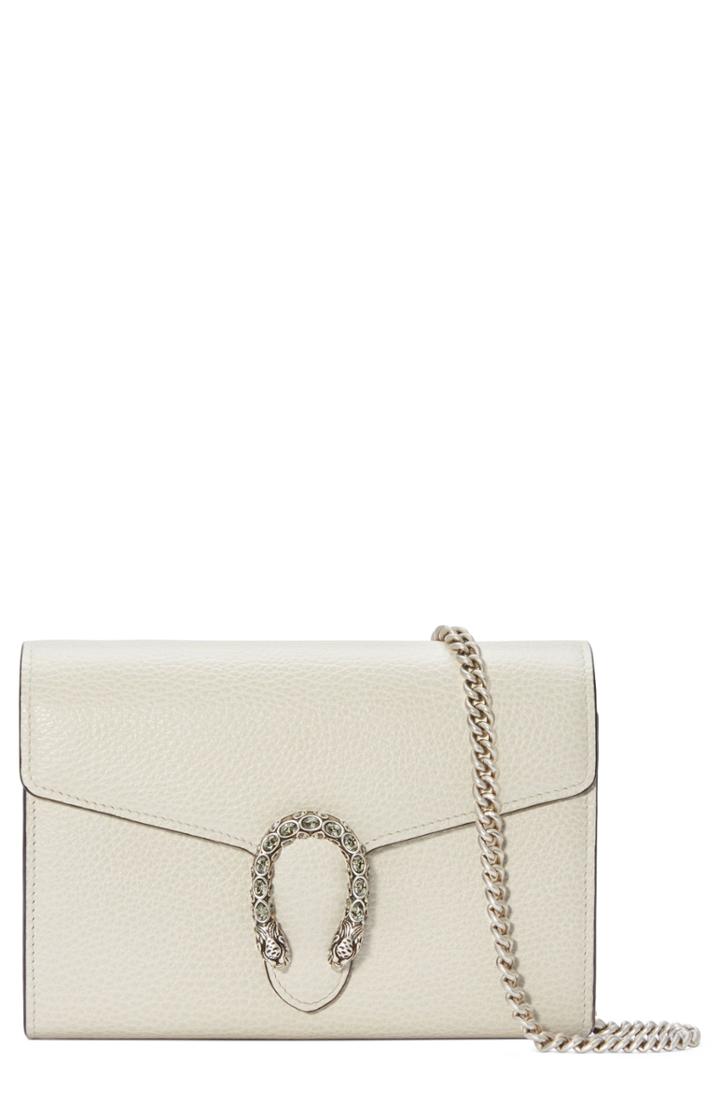 Gucci Small Dionysus Leather Clutch - White