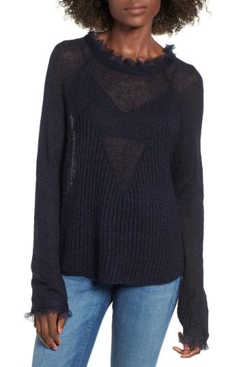 Women's Moon River Fringed Sweater - Blue