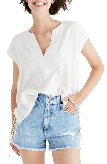 Women's Madewell Side Tie Top, Size - Ivory