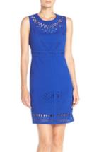 Women's Eliza J Laser Cut Crepe Sheath Dress - Blue