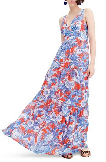 Women's J.crew Ratti V-neck Maxi Dress - Blue