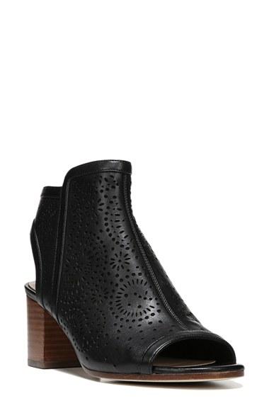 Women's Via Spiga Jorie Perforated Peep Toe Sandal .5 M - Black