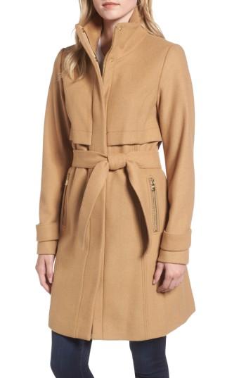 Women's Vince Camuto Flange Belted Coat - Brown