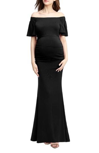 Women's Kimi And Kai Abigail Off The Shoulder Maternity Dress - Black