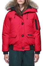 Women's Canada Goose Chilliwack Hooded Down Bomber Jacket With Genuine Coyote Fur Trim (0) - Red
