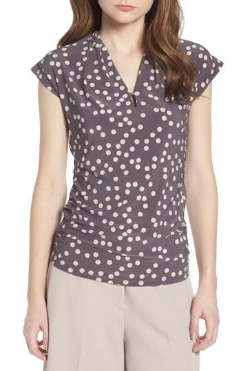 Women's Anne Klein Dot Print Top, Size - Beige