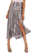 Women's Topshop Ruched Metallic Midi Skirt Us (fits Like 0) - Metallic