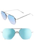 Women's Leith 62mm Metal Flat Geo Aviator Sunglasses - Silver/ Blue