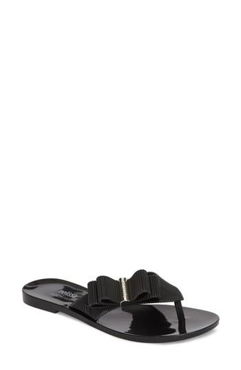 Women's Melissa + Jason Wu Girl Bow Flip Flop M - Black