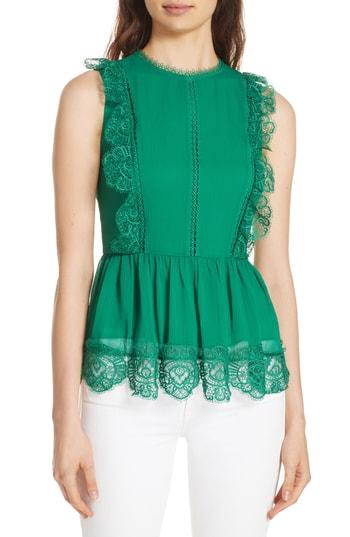 Women's Ted Baker London Omarri Lace Detail Sleeveless Peplum Top - Green