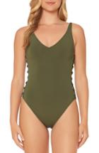 Women's Bleu By Rod Beattie Lattice One-piece Swimsuit - Green