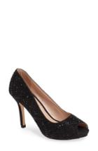 Women's Lauren Lorraine Paula Embellished Peep Toe Pump M - Black