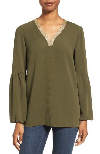 Women's Michael Michael Kors Metallic Trim Tunic - Green