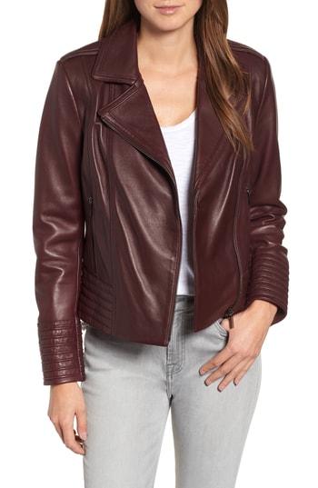 Women's Badgley Mischka Gia Leather Biker Jacket - Purple