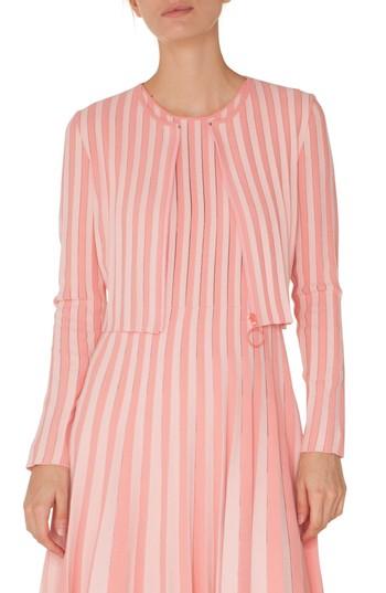 Women's Akris Punto Stripe Cardigan Bolero - Pink
