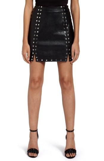 Women's Missguided Studded Faux Leather Miniskirt Us / 6 Uk - Black