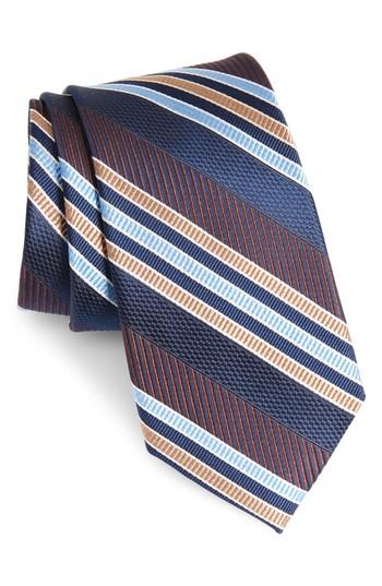 Men's Nordstrom Men's Shop Northwest Stripe Silk Tie, Size - Brown