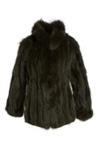 Women's George Simonton Reversible Silk & Genuine Fox Fur Topper - Green