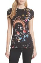 Women's Ted Baker London Opulent Fauna Fitted Tee - Black