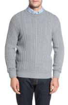 Men's David Donahue Cable Knit Cashmere Sweater, Size - Grey