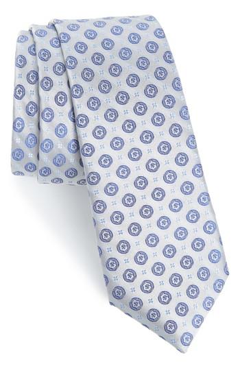 Men's Calibrate Modern Medallion Silk Skinny Tie, Size - Metallic
